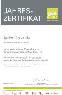 Jahreszertifikat 2015